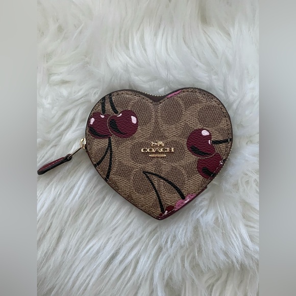 Coach Heart-Shaped Brown and Red Wristlet. Like new! Comes w/care card. - Picture 1 of 7